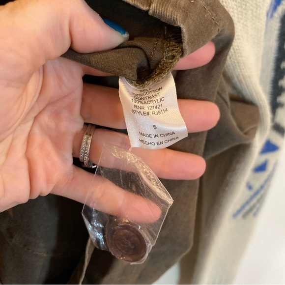 Ellison Jacket Aztec Sweater Arms Womens Small Boutique Utility Knit Brown - Picture 6 of 7